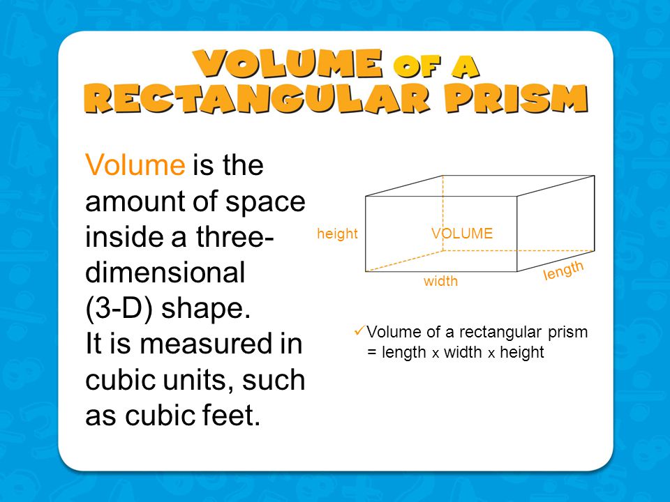 Volume is the amount of space inside a three-dimensional (3-D) shape