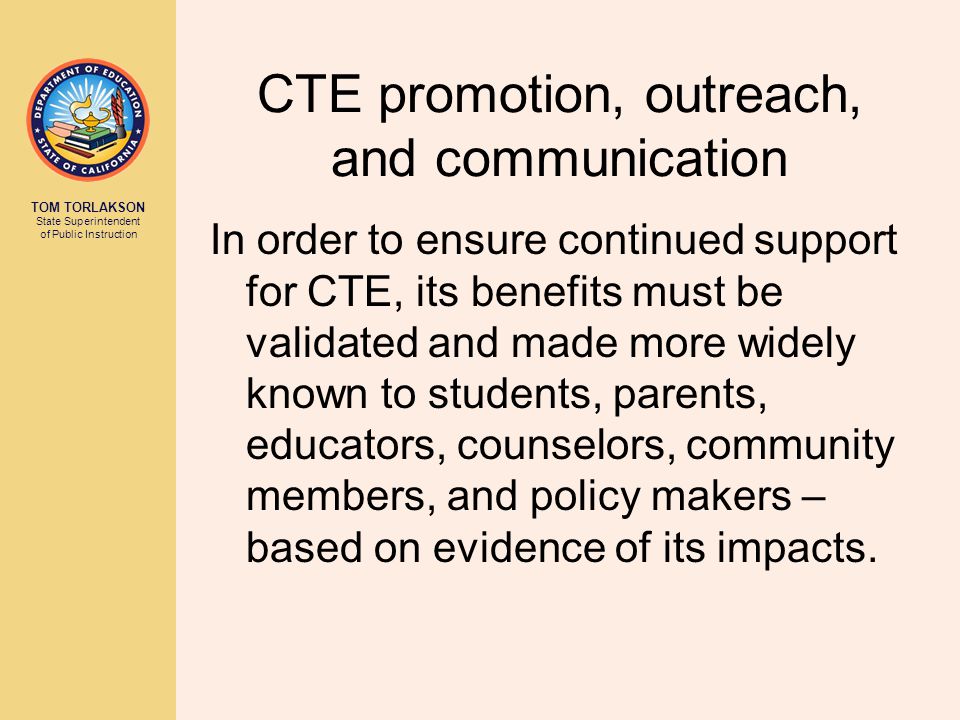 CTE promotion, outreach, and communication