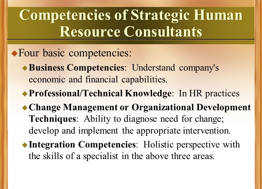 Competencies of Strategic Human Resource Consultants