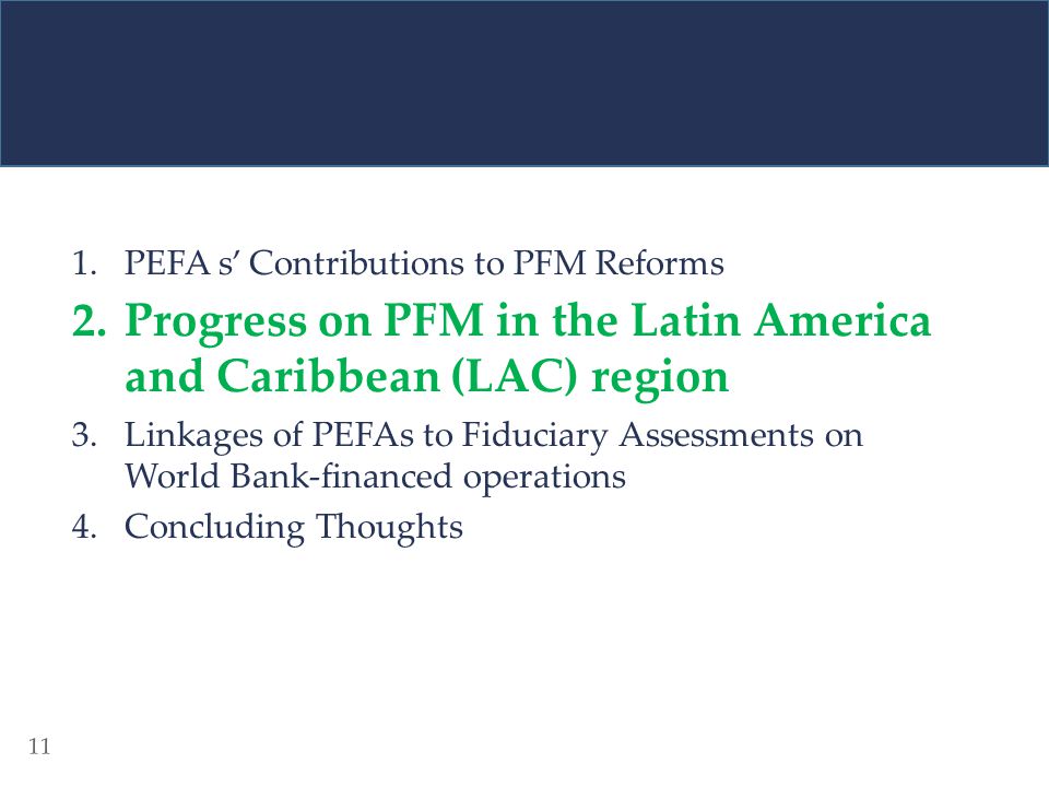 Progress on PFM in the Latin America and Caribbean (LAC) region