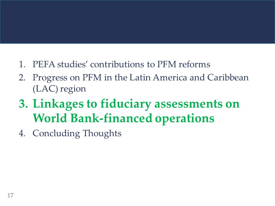 Linkages to fiduciary assessments on World Bank-financed operations