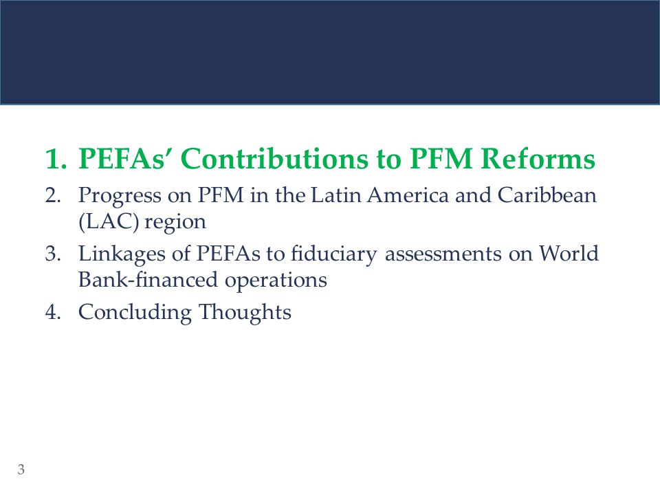 PEFAs’ Contributions to PFM Reforms