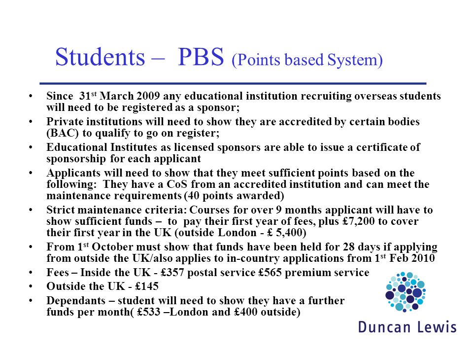Students – PBS (Points based System)