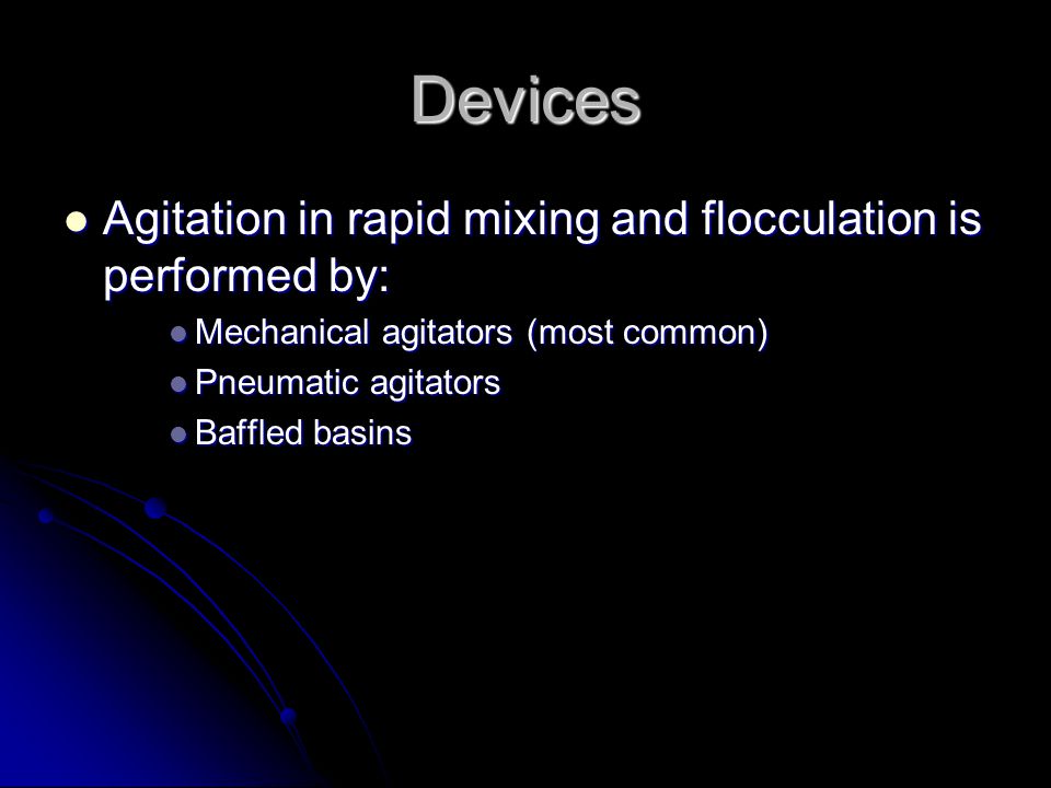 Devices Agitation in rapid mixing and flocculation is performed by: