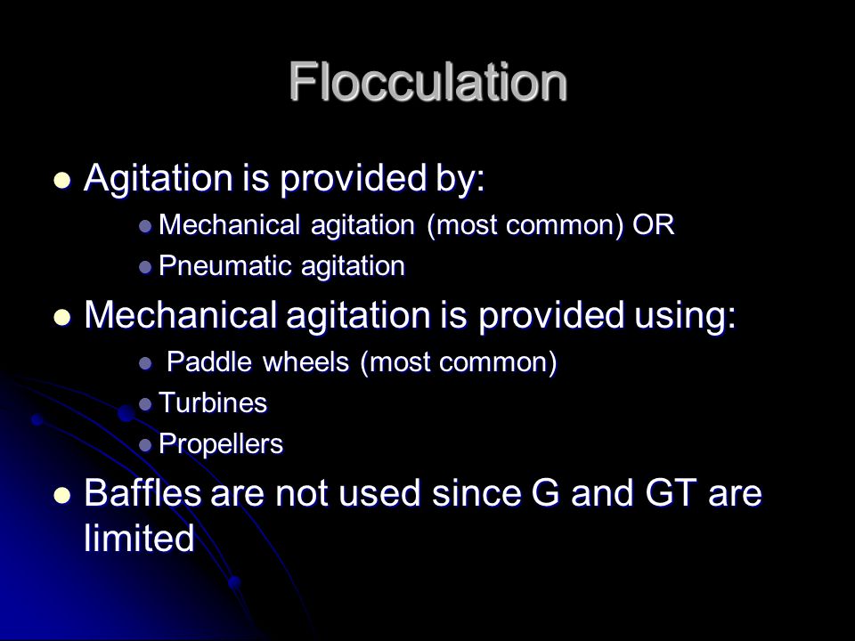 Flocculation Agitation is provided by: