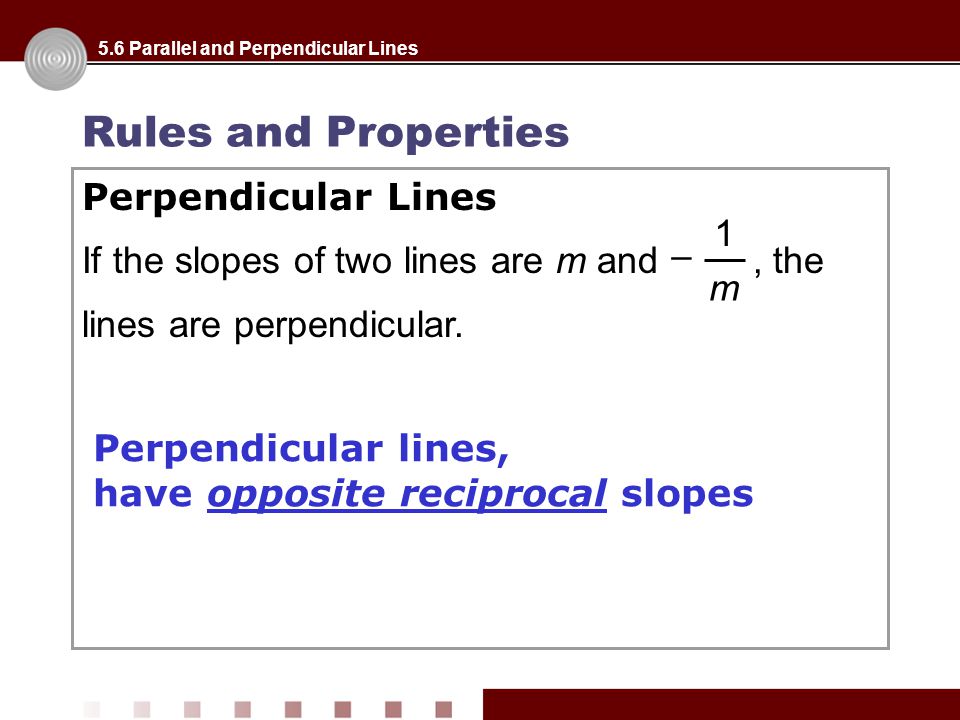 Rules and Properties Perpendicular Lines