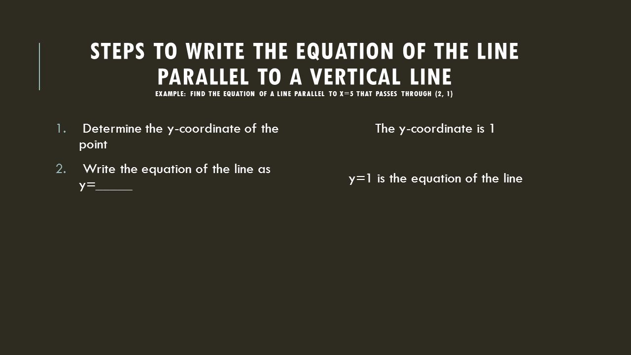 y=1 is the equation of the line