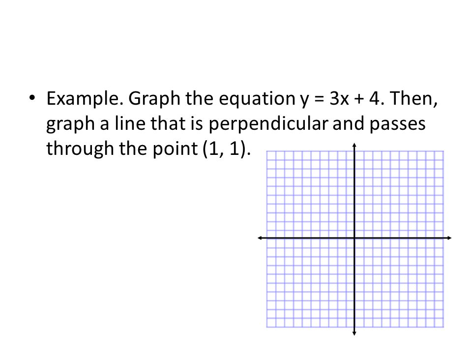 Example. Graph the equation y = 3x + 4