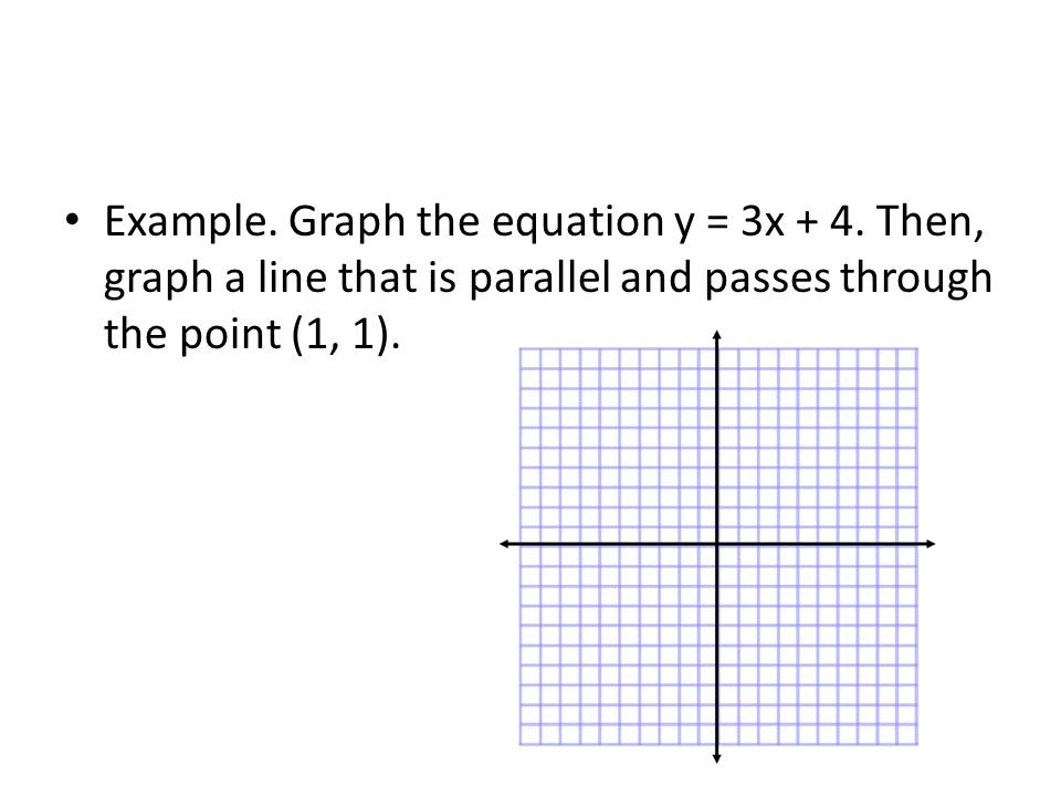 Example. Graph the equation y = 3x + 4