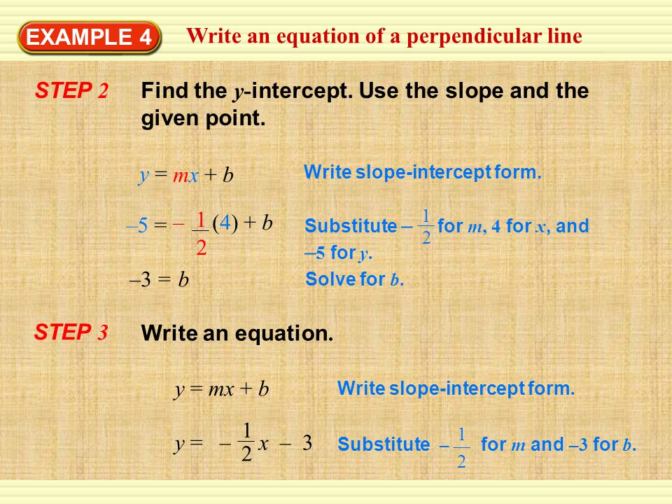 Write an equation of a perpendicular line