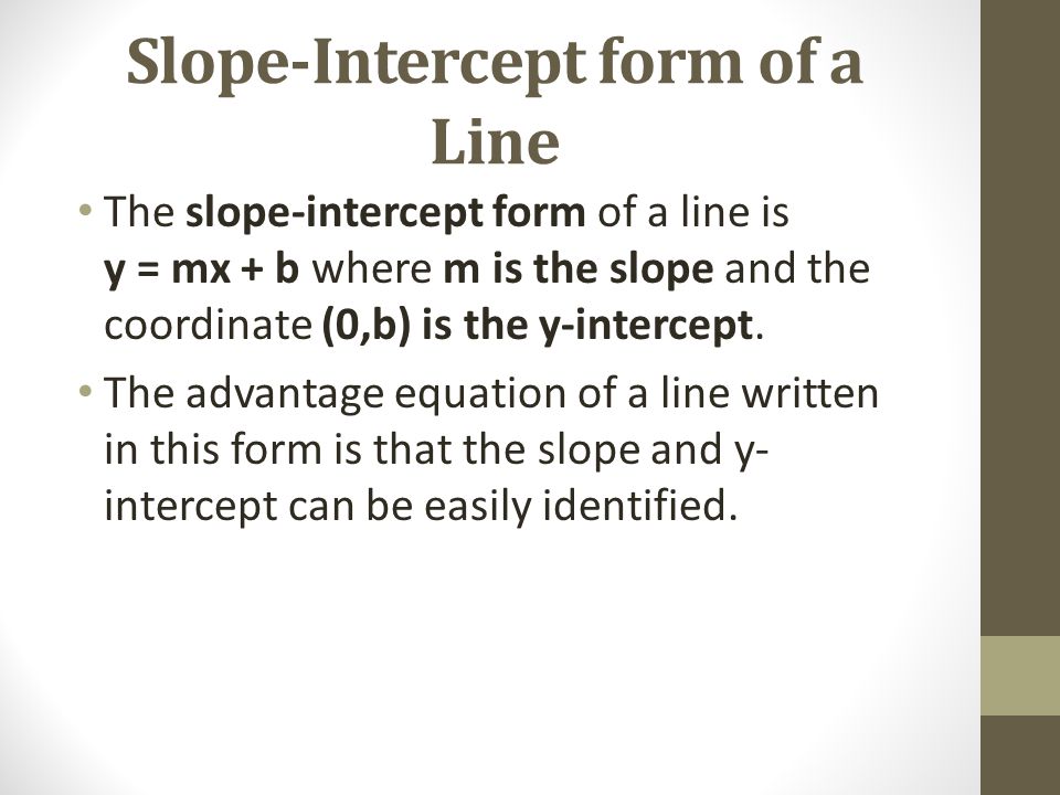 Slope-Intercept form of a Line