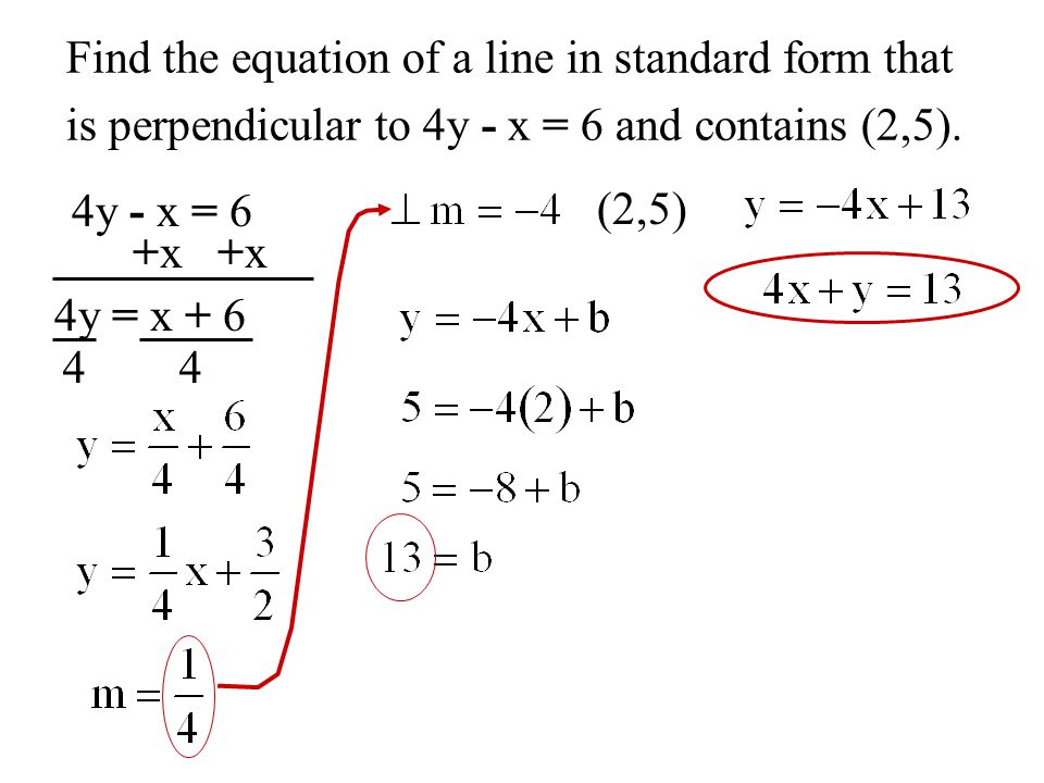 Find the equation of a line in standard form that