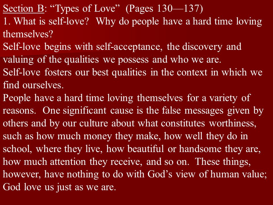 Section B: Types of Love (Pages 130—137)