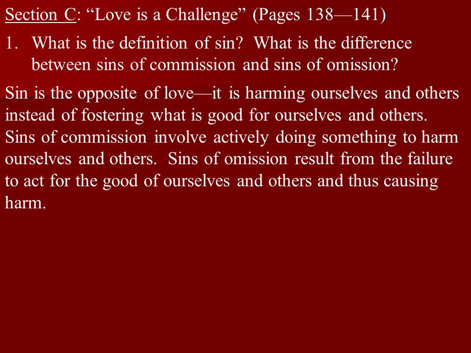 Section C: Love is a Challenge (Pages 138—141)