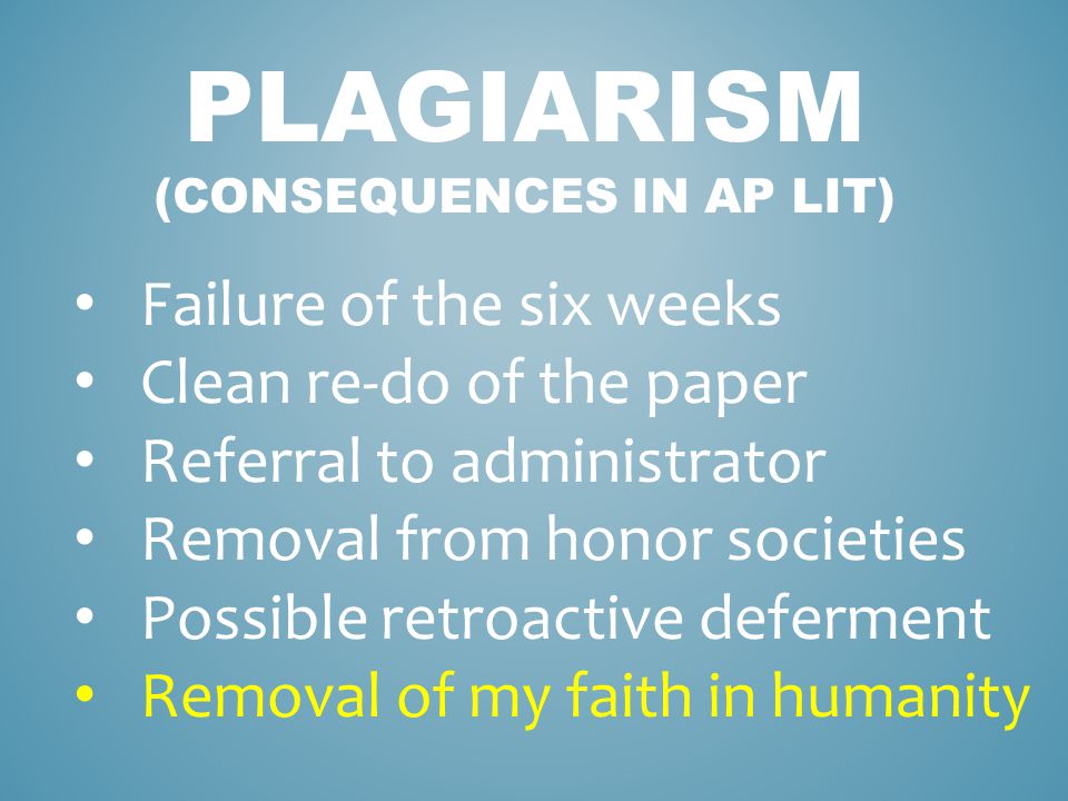 Plagiarism (Consequences in AP Lit)