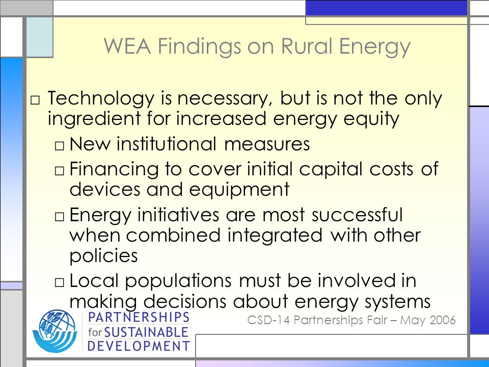 WEA Findings on Rural Energy