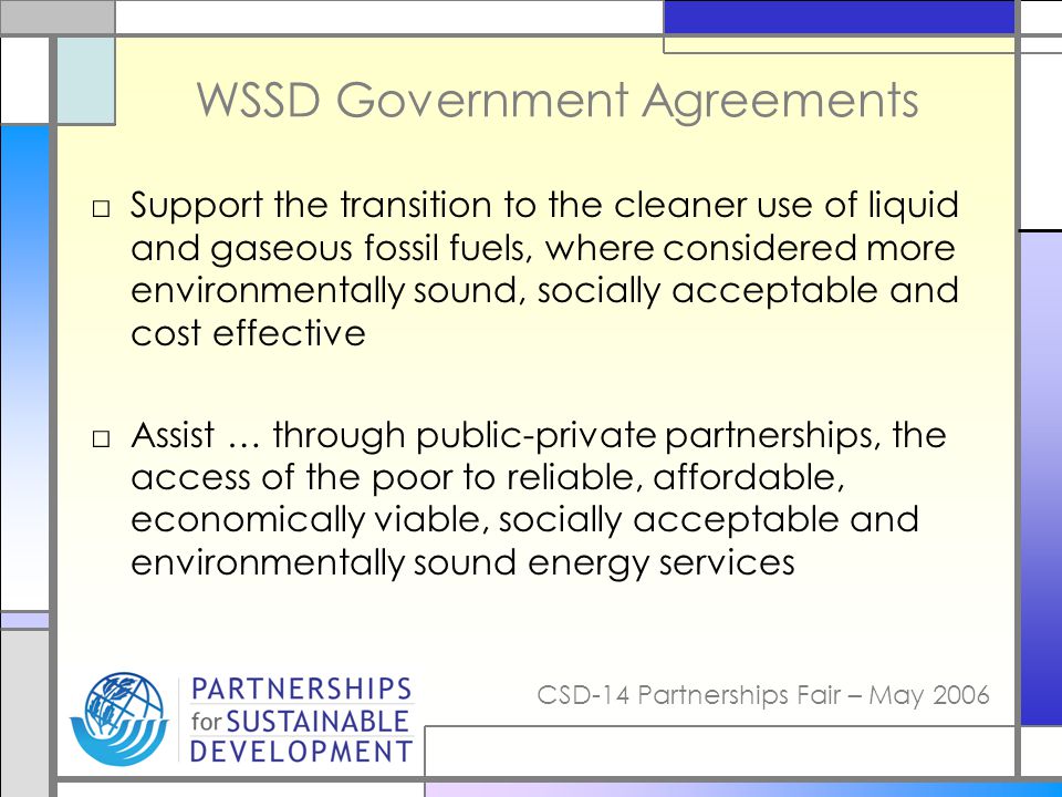 WSSD Government Agreements