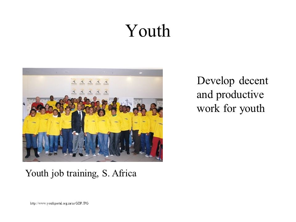 Youth Develop decent and productive work for youth