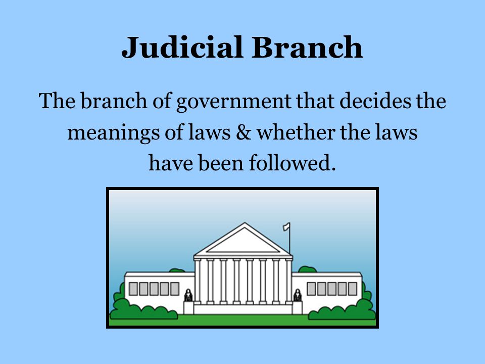 Judicial Branch The branch of government that decides the