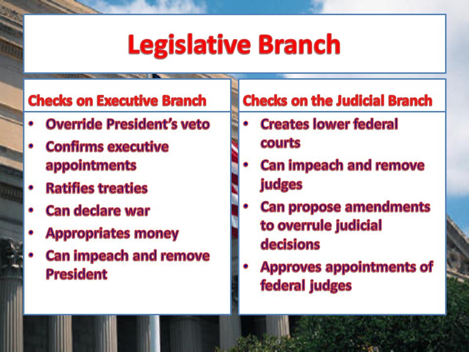 Legislative Branch Checks on Executive Branch