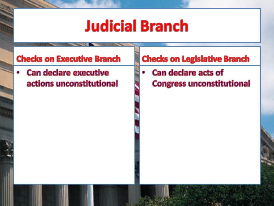 Judicial Branch Checks on Executive Branch
