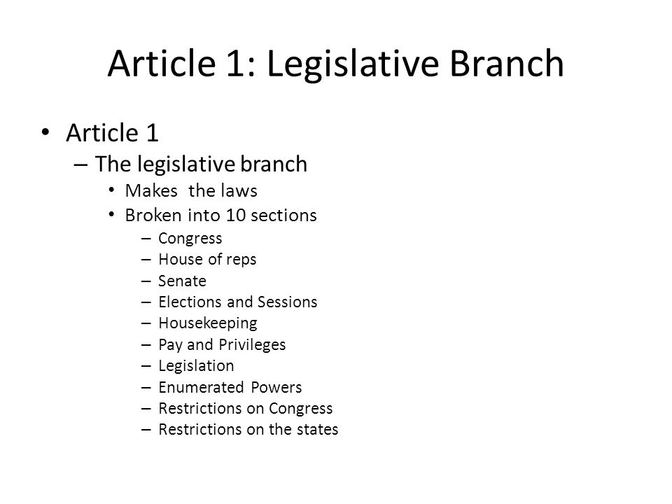 Article 1: Legislative Branch