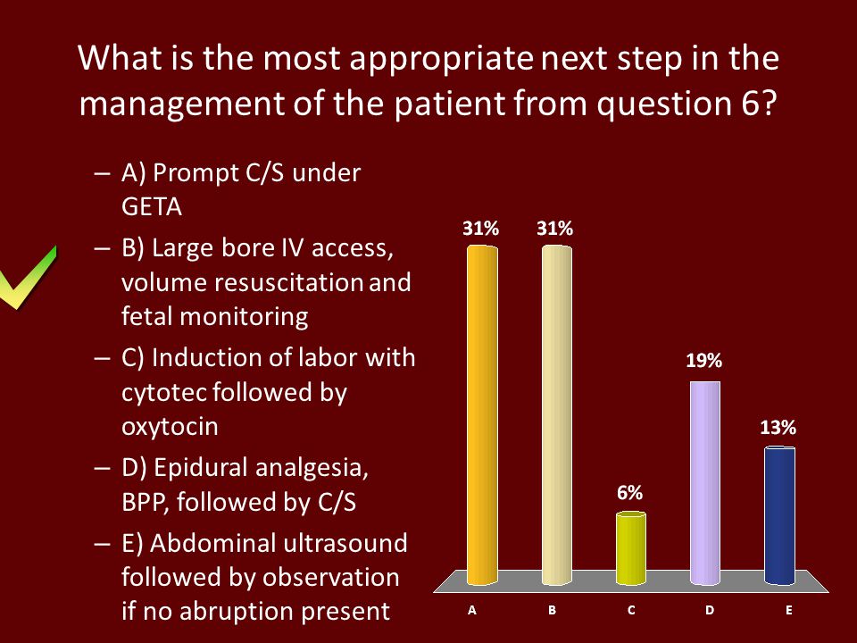 What is the most appropriate next step in the management of the patient from question 6
