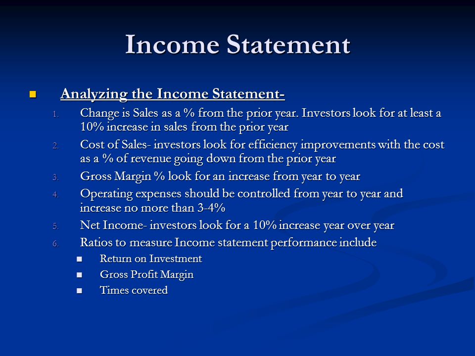 Income Statement Analyzing the Income Statement-