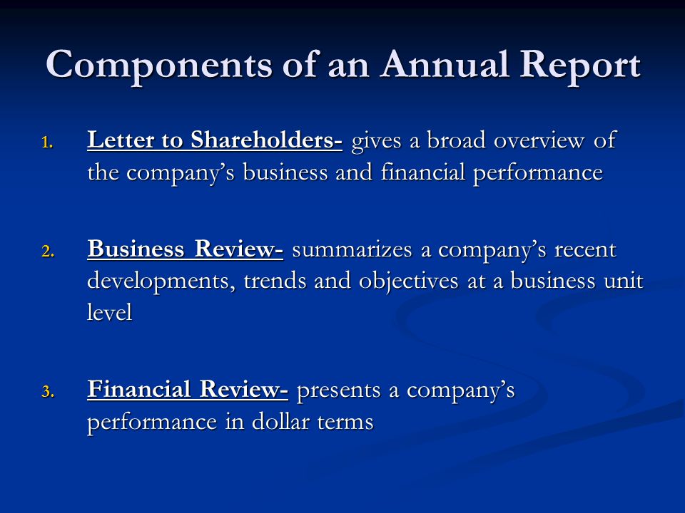 Components of an Annual Report