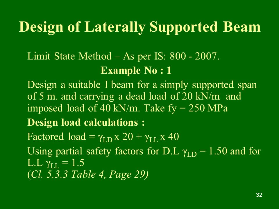 Design of Laterally Supported Beam