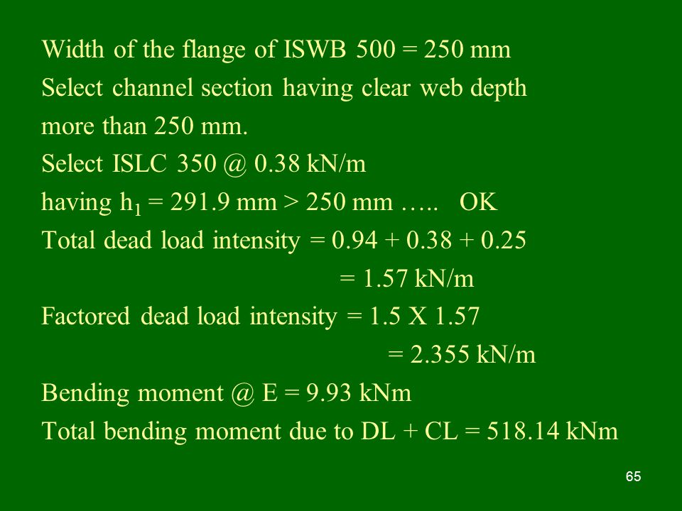 Width of the flange of ISWB 500 = 250 mm