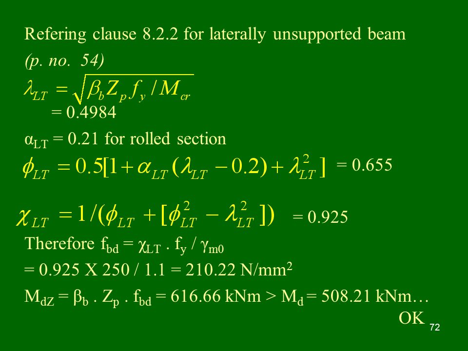 Refering clause for laterally unsupported beam