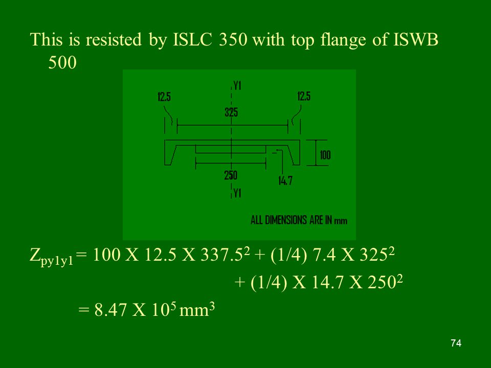This is resisted by ISLC 350 with top flange of ISWB 500
