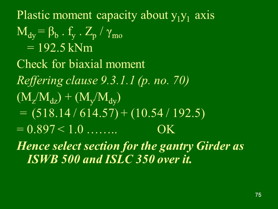 Plastic moment capacity about y1y1 axis