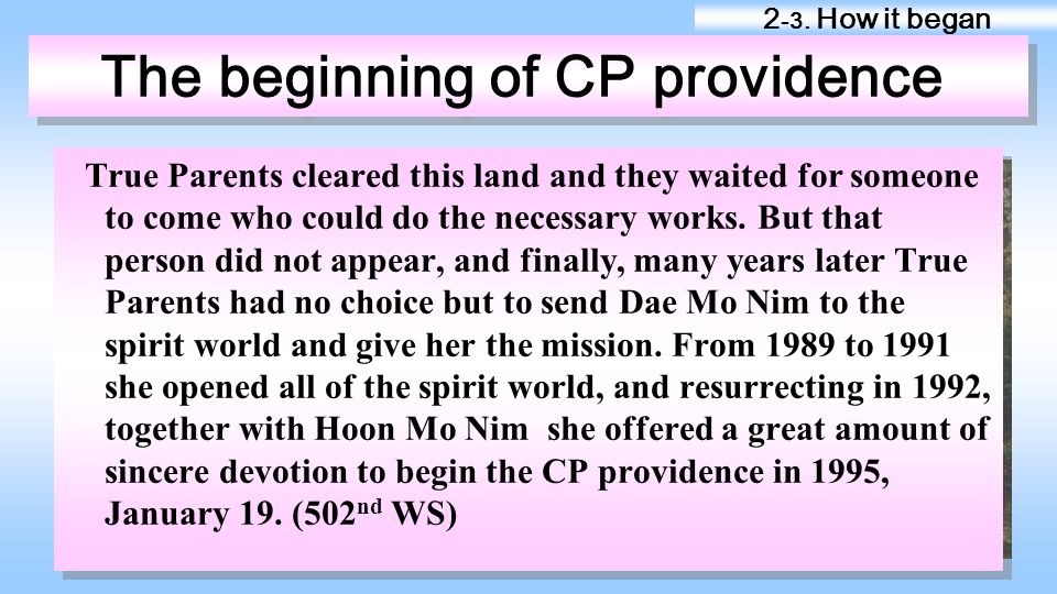 The beginning of CP providence