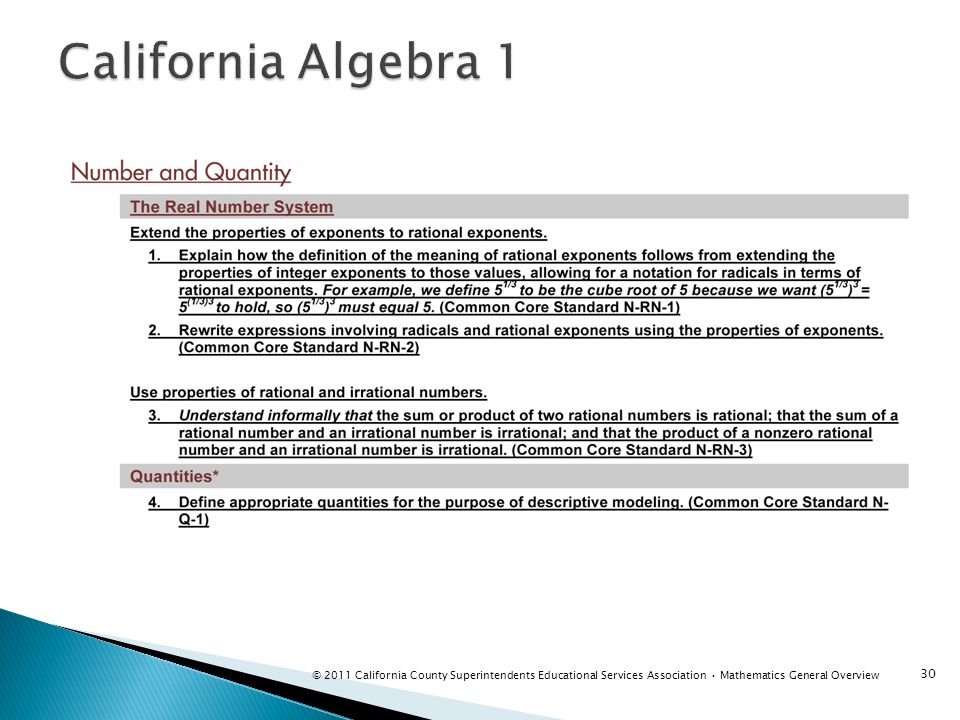 California Algebra 1 Instructor notes:
