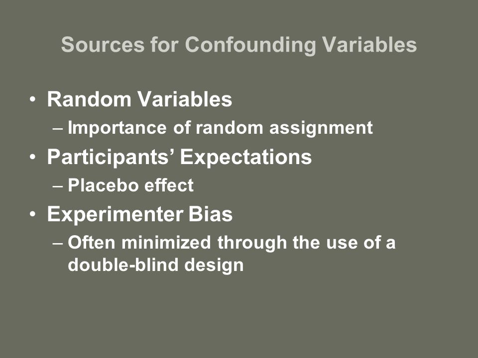 Sources for Confounding Variables