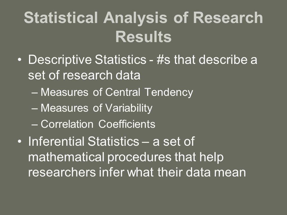 Statistical Analysis of Research Results