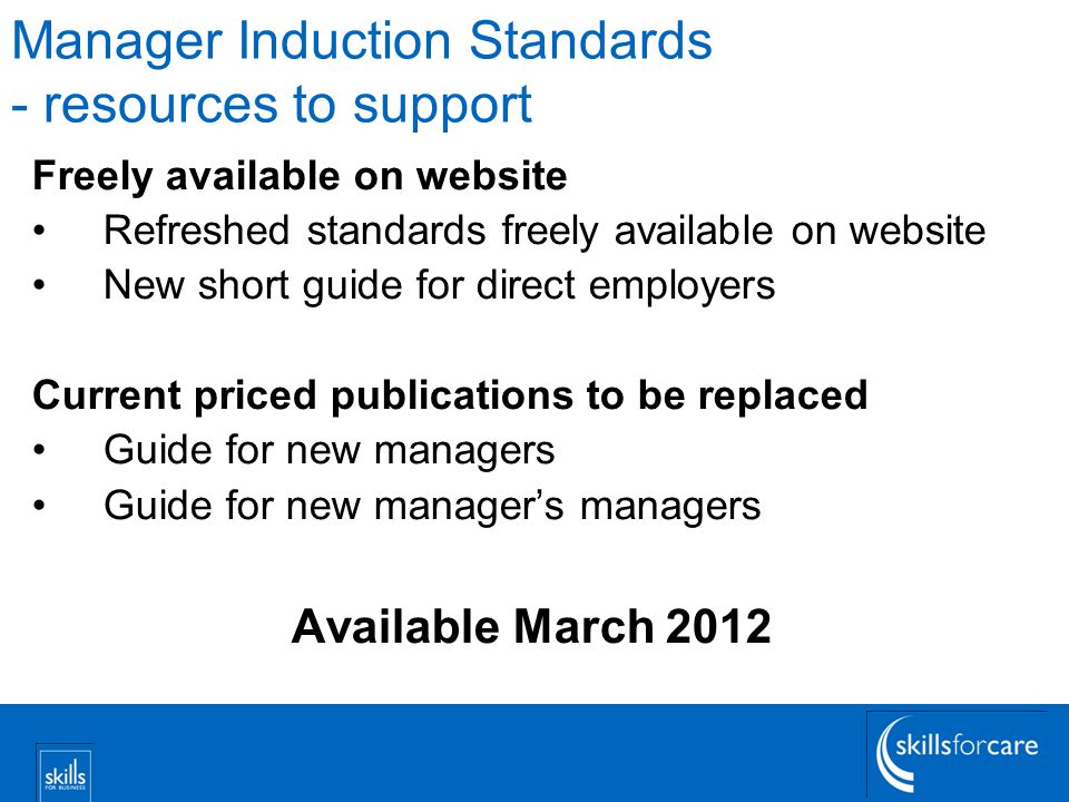 Manager Induction Standards - resources to support