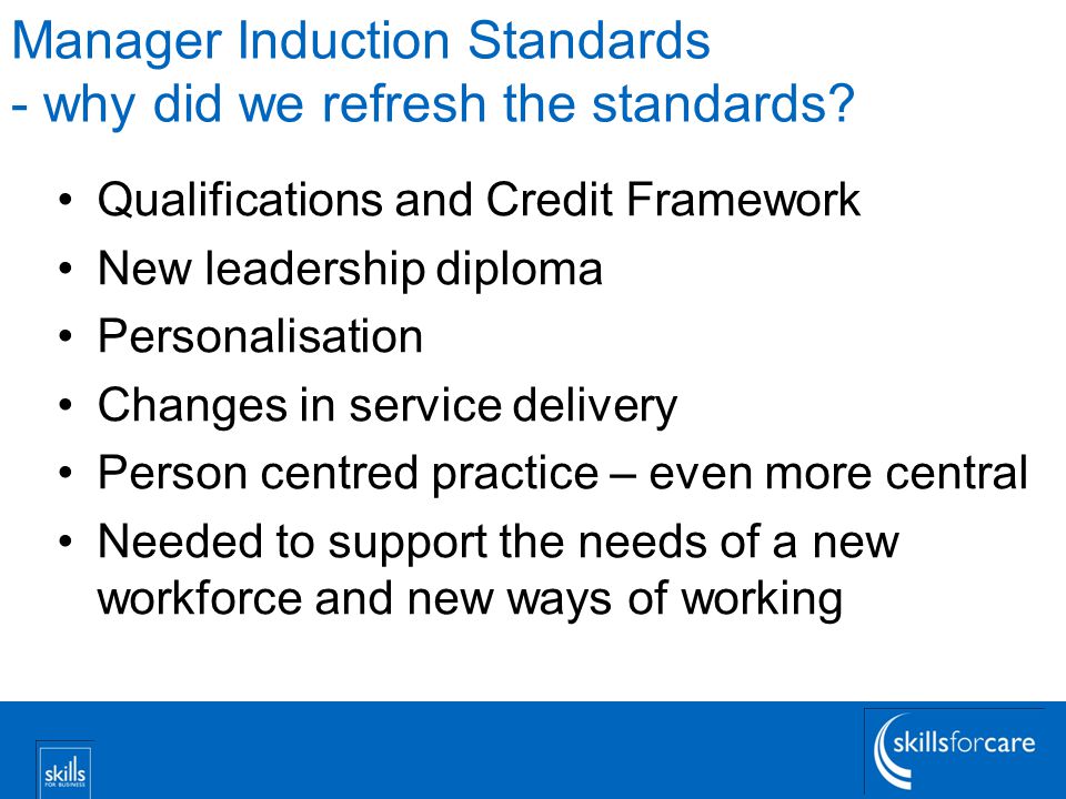 Manager Induction Standards - why did we refresh the standards