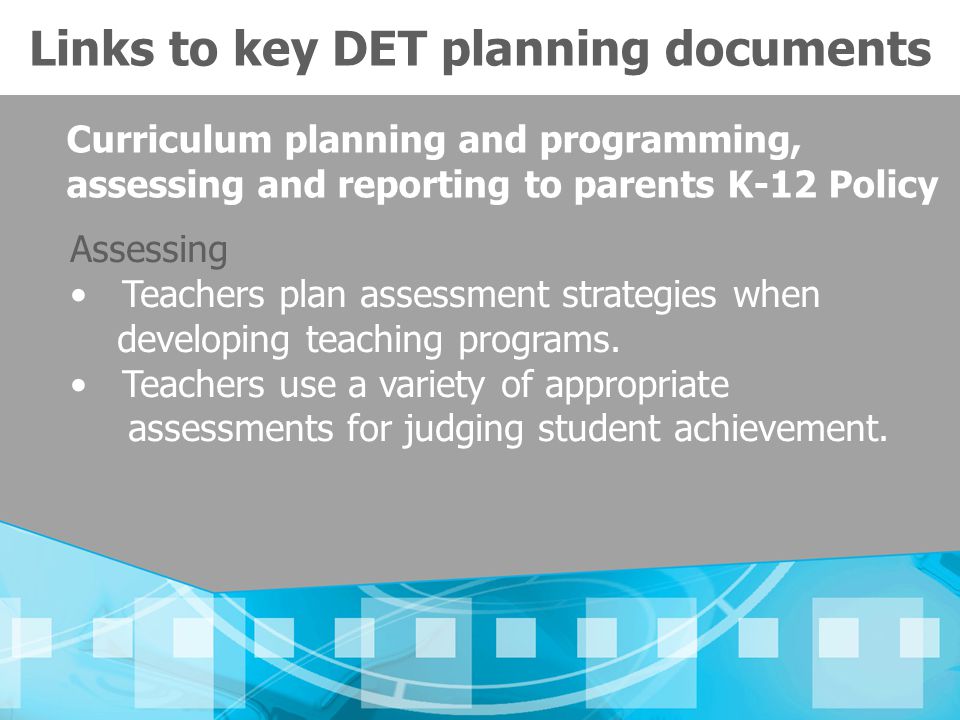 Links to key DET planning documents