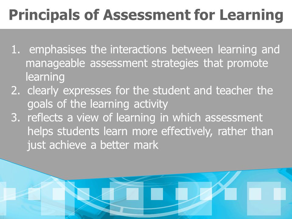 Principals of Assessment for Learning