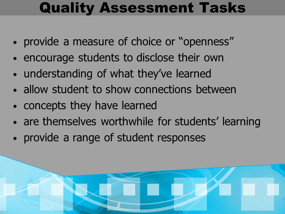 Quality Assessment Tasks