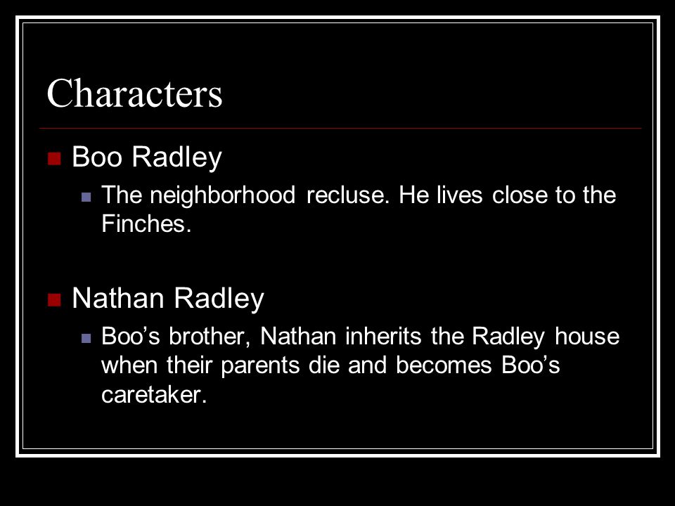 Characters Boo Radley Nathan Radley