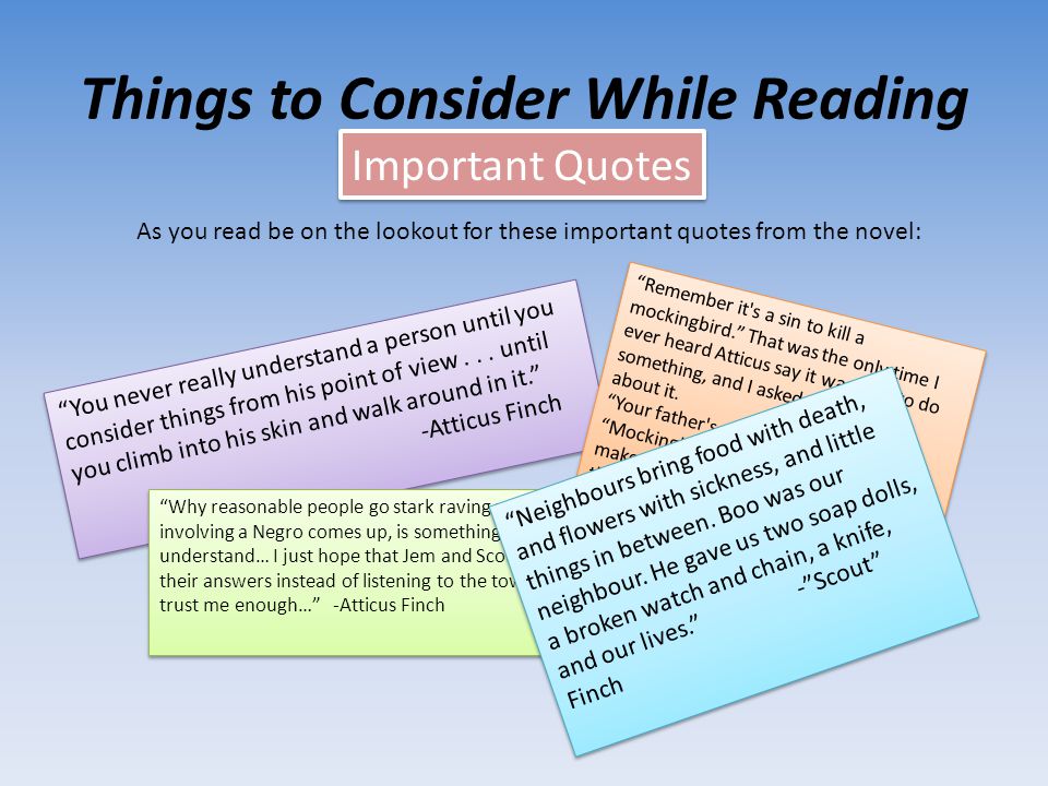Things to Consider While Reading
