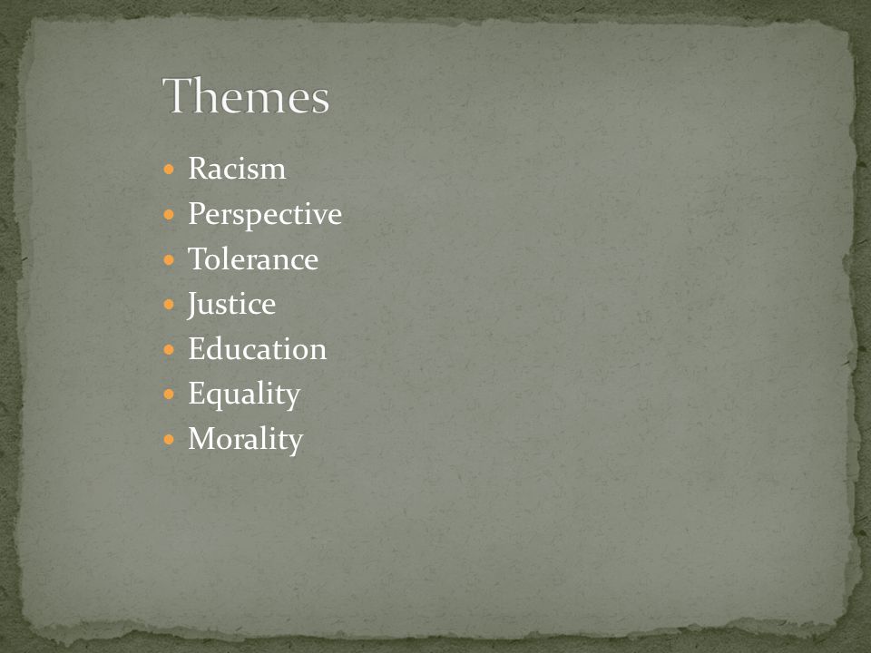 Themes Racism Perspective Tolerance Justice Education Equality