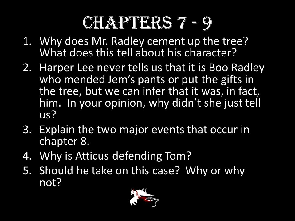 Chapters Why does Mr. Radley cement up the tree What does this tell about his character