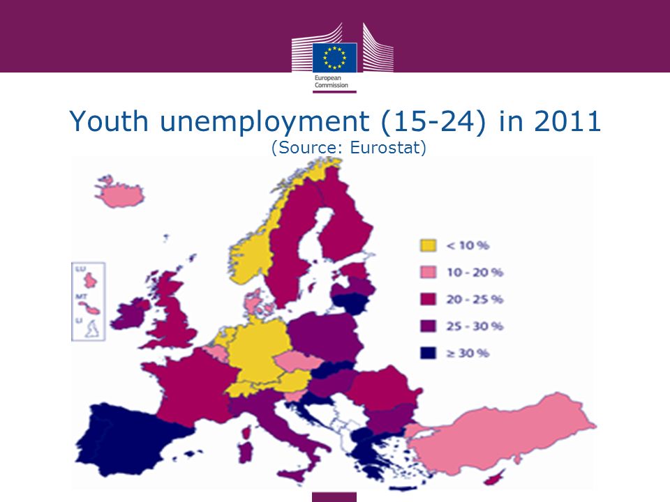 Youth unemployment (15-24) in 2011 (Source: Eurostat)
