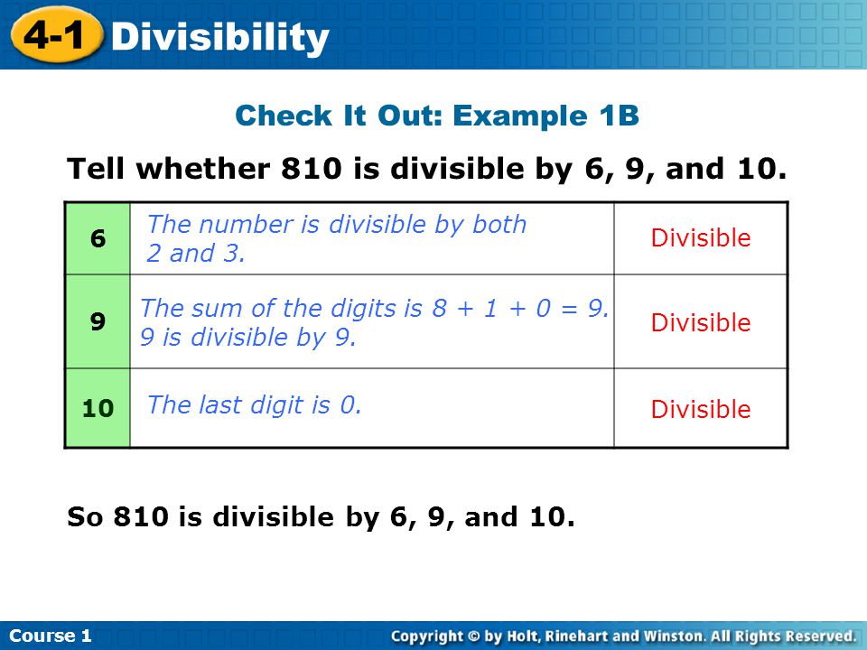 4-1 Divisibility Check It Out: Example 1B