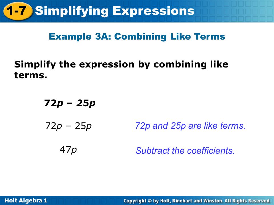 Example 3A: Combining Like Terms